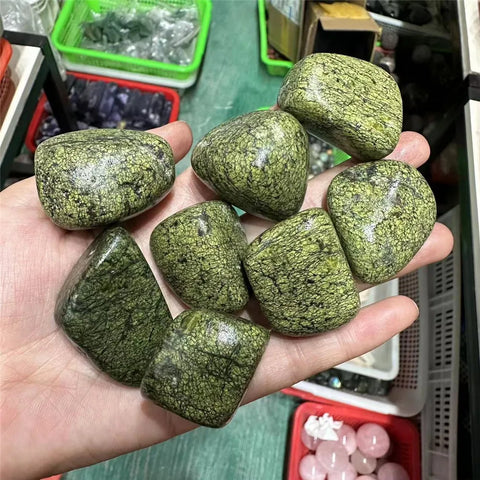 Green Serpentine Tumbled Stones-ToShay.org
