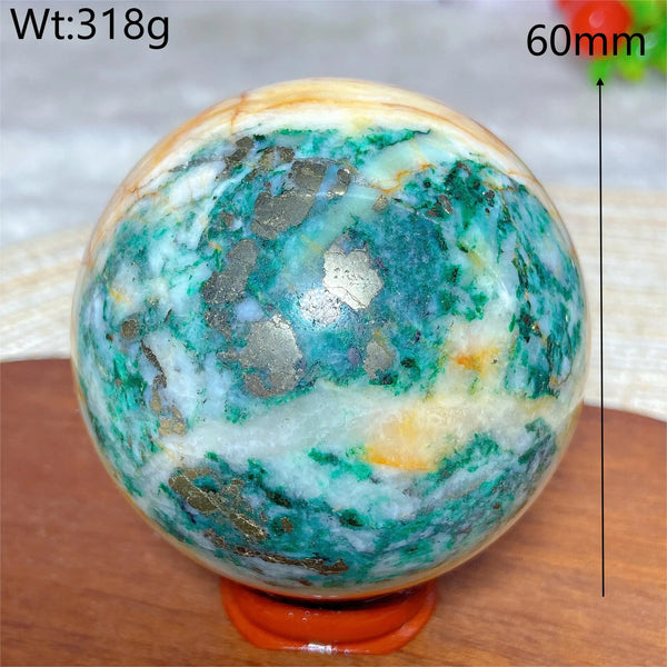 Green Jasper Pyrite Ball-ToShay.org