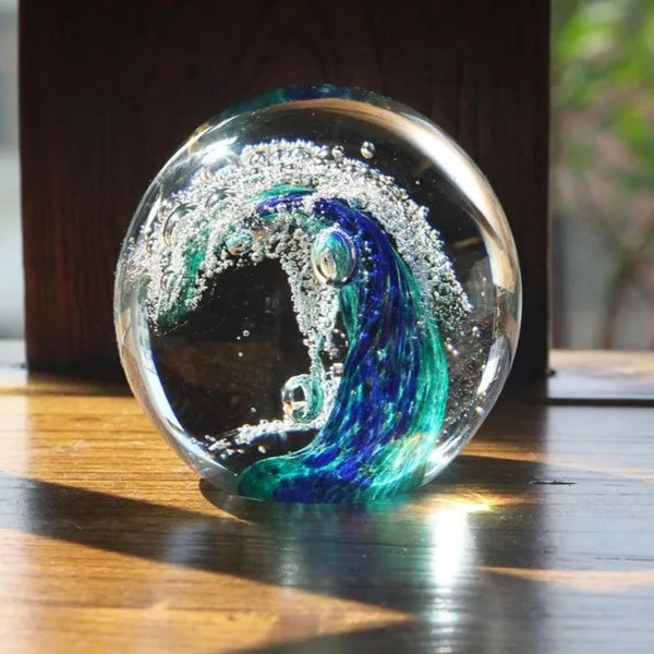 Glass Sea Wave Paperweight-ToShay.org