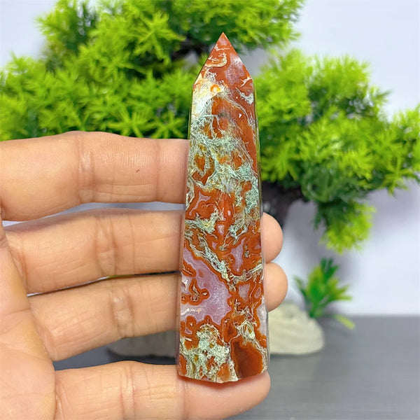 Red Green Moss Agate Point-ToShay.org