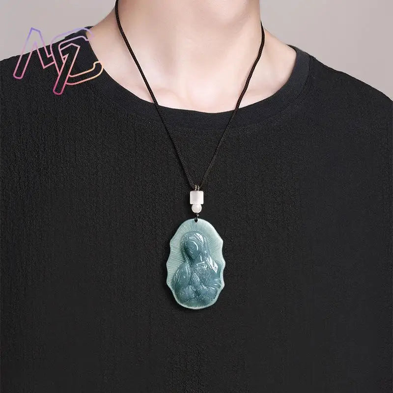 Blue Jadeite Mary Pendant-ToShay.org