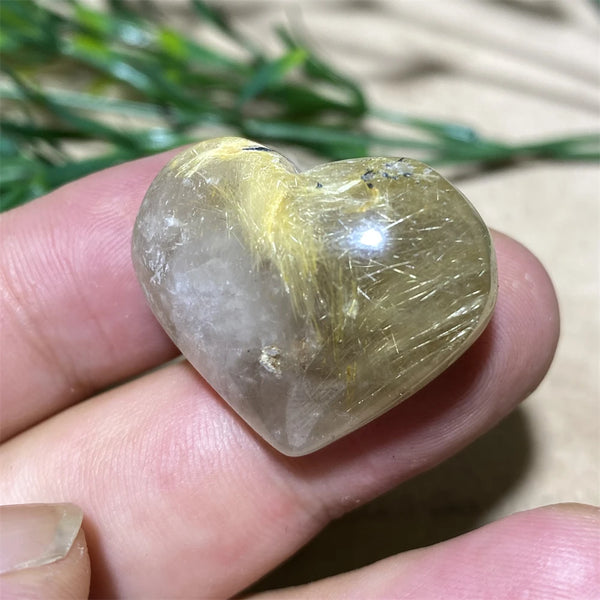Gold Hair Rutile Quartz Heart-ToShay.org