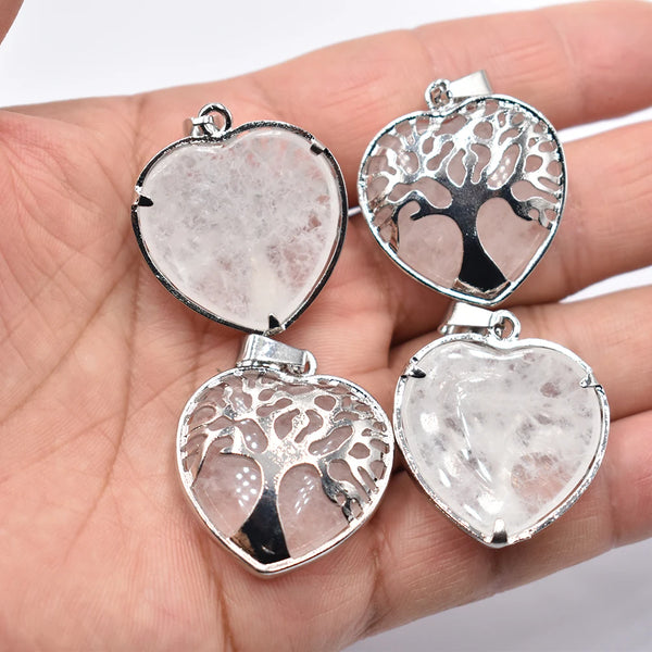 Mixed Crystal Tree Heart Pendants-ToShay.org