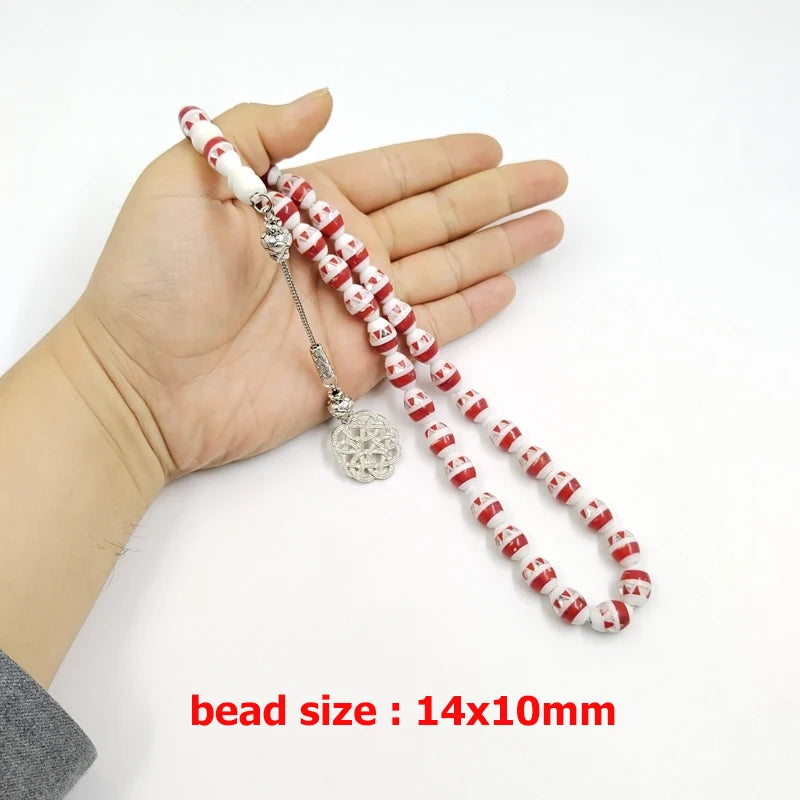 Red White Bone Tasbih-ToShay.org