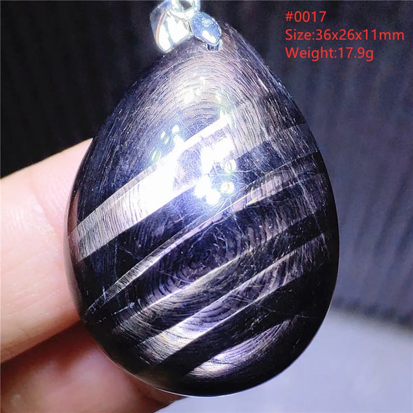 Silver Black Hypersthene Pendant-ToShay.org