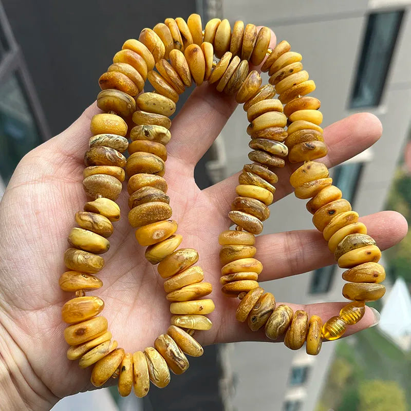 Yellow Amber Bead Necklace-ToShay.org