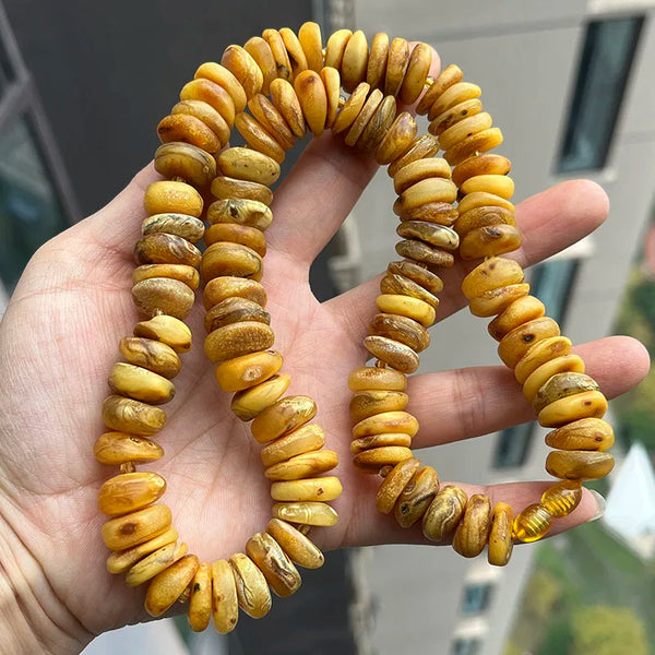Yellow Amber Bead Necklace-ToShay.org