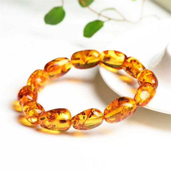 Yellow Amber Flower Bracelet-ToShay.org