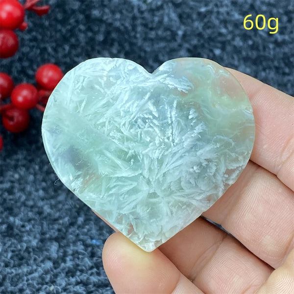 Green Feather Fluorite Heart-ToShay.org