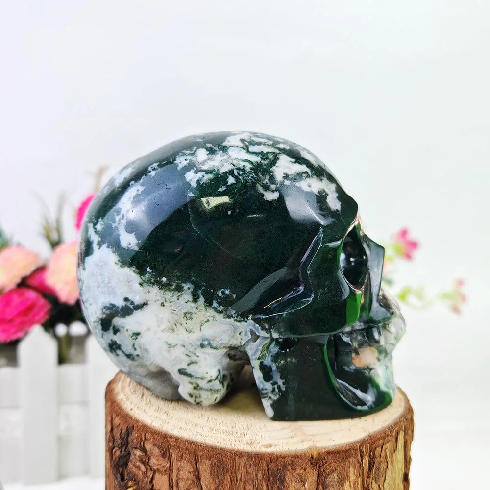 Green Moss Agate Skull-ToShay.org