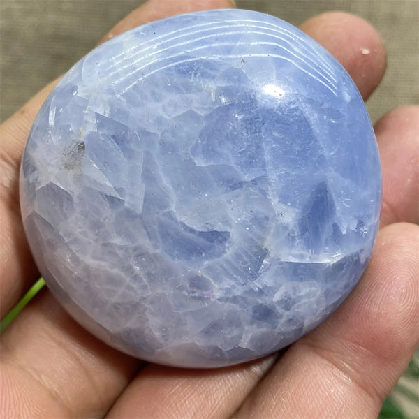 Blue Celestine Palm Stone-ToShay.org