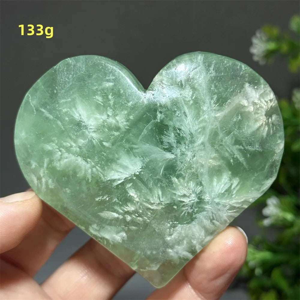 Green Feather Fluorite Heart-ToShay.org