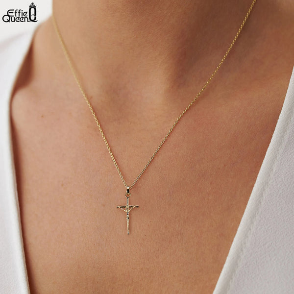 Gold Cross Pendant Necklace-ToShay.org