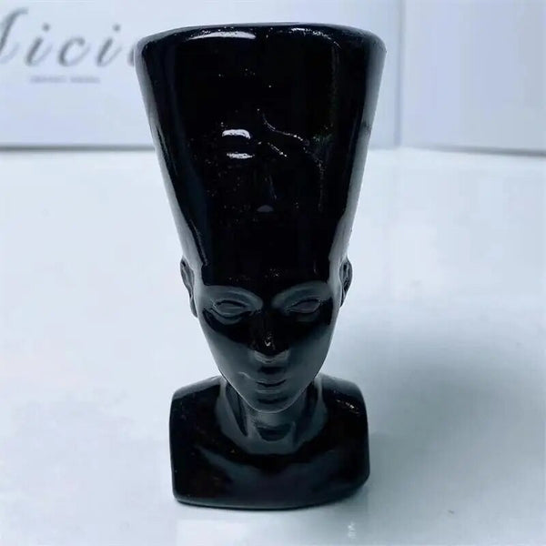 Black Obsidian Nefertiti Statue-ToShay.org