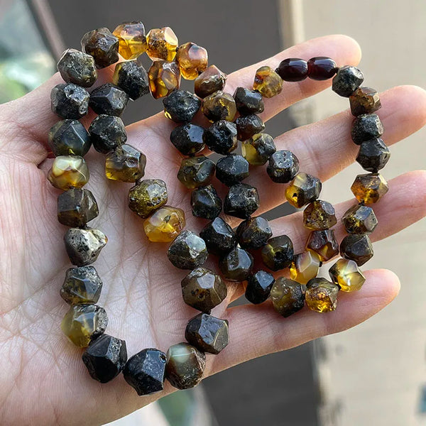 Yellow Amber Bead Necklace-ToShay.org