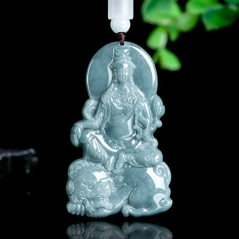 Blue Jadeite Guanyin Pendant-ToShay.org