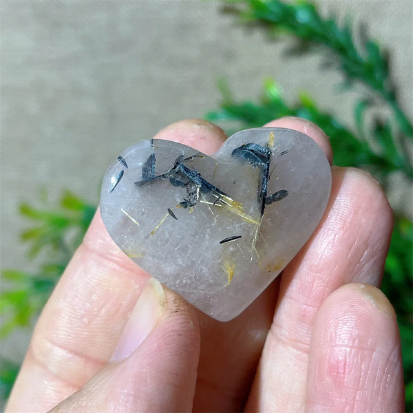 Gold Hair Rutile Quartz Heart-ToShay.org