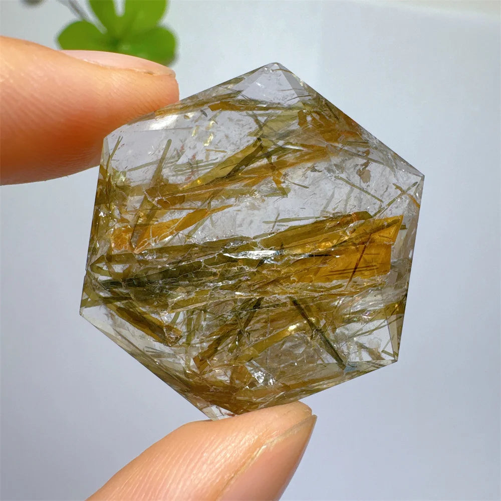 Green Tourmaline Rutile Hexagon-ToShay.org