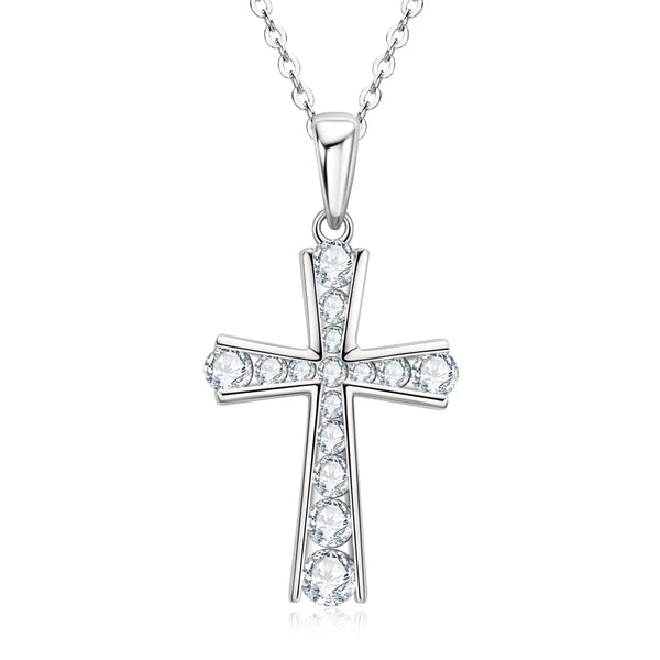 Silver Diamond Cross Pendant-ToShay.org