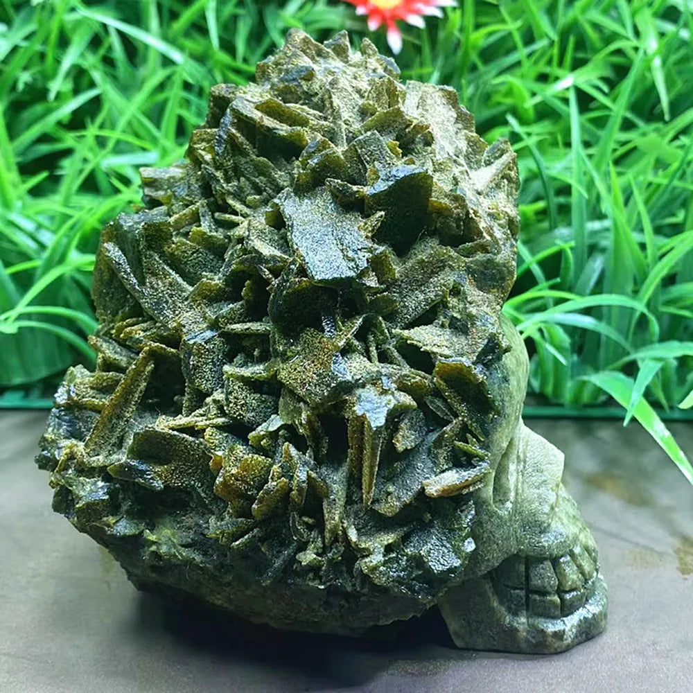 Green Tourmaline Skull Cluster-ToShay.org