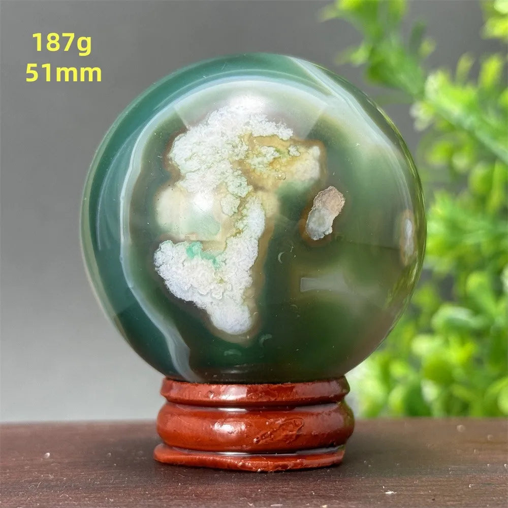 Green Cherry Blossom Agate Ball-ToShay.org