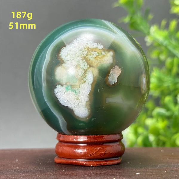 Green Cherry Blossom Agate Ball-ToShay.org