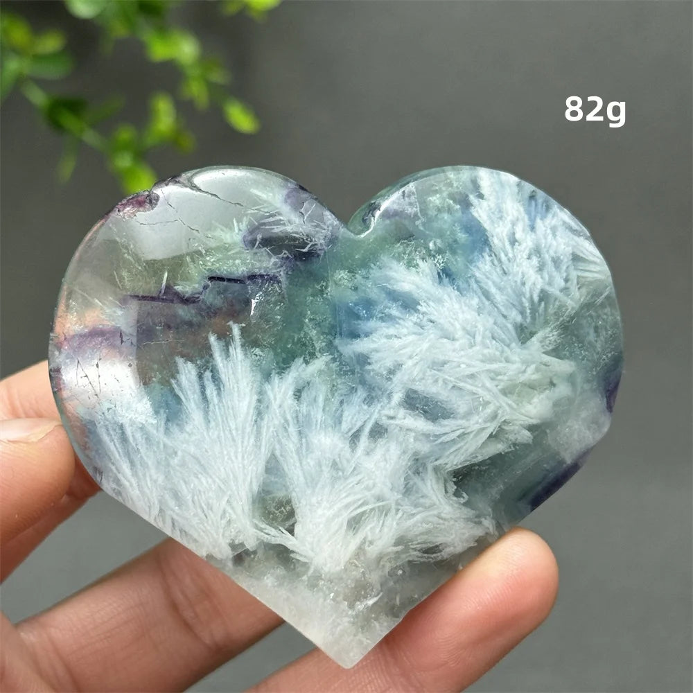 Green Feather Fluorite Heart-ToShay.org