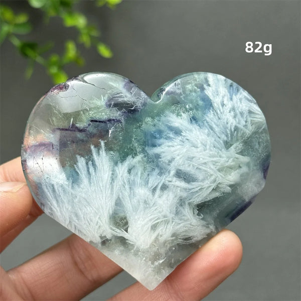 Green Feather Fluorite Heart-ToShay.org