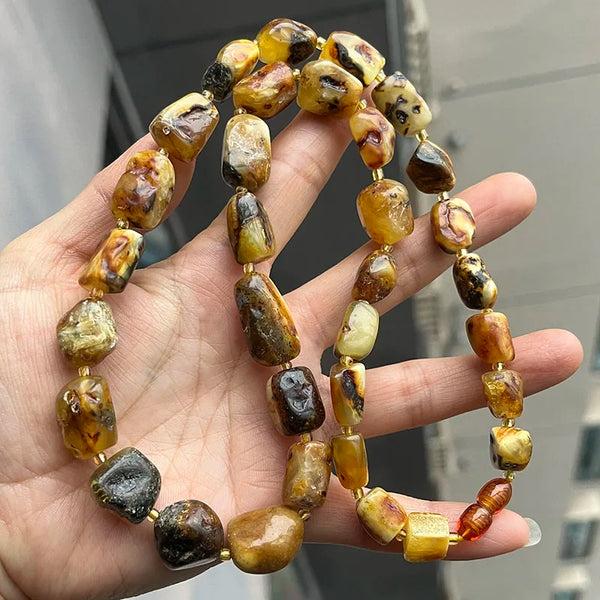 Yellow Amber Bead Necklace-ToShay.org