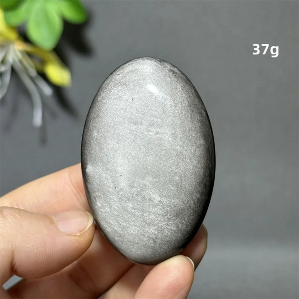 Silver Obsidian Palm Stone-ToShay.org