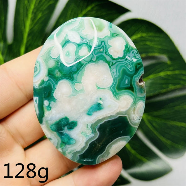 Green Flower Agate Palm Stone-ToShay.org