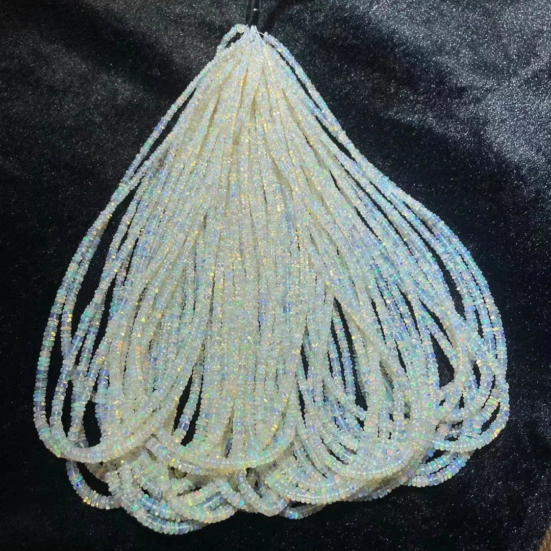 White Opal Rondelle Beads-ToShay.org