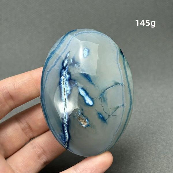 Blue Agate Palm Stone-ToShay.org