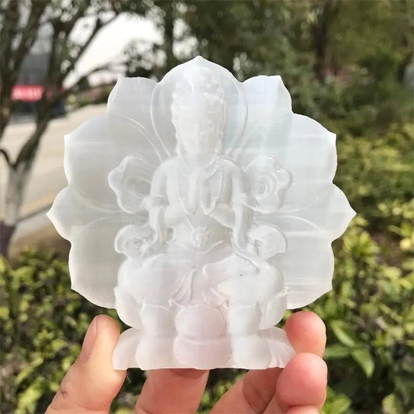 Crystal Selenite Guanyin Buddha-ToShay.org