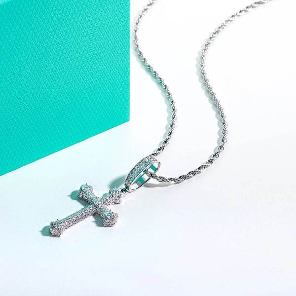 Silver Crystal Cross Pendant-ToShay.org