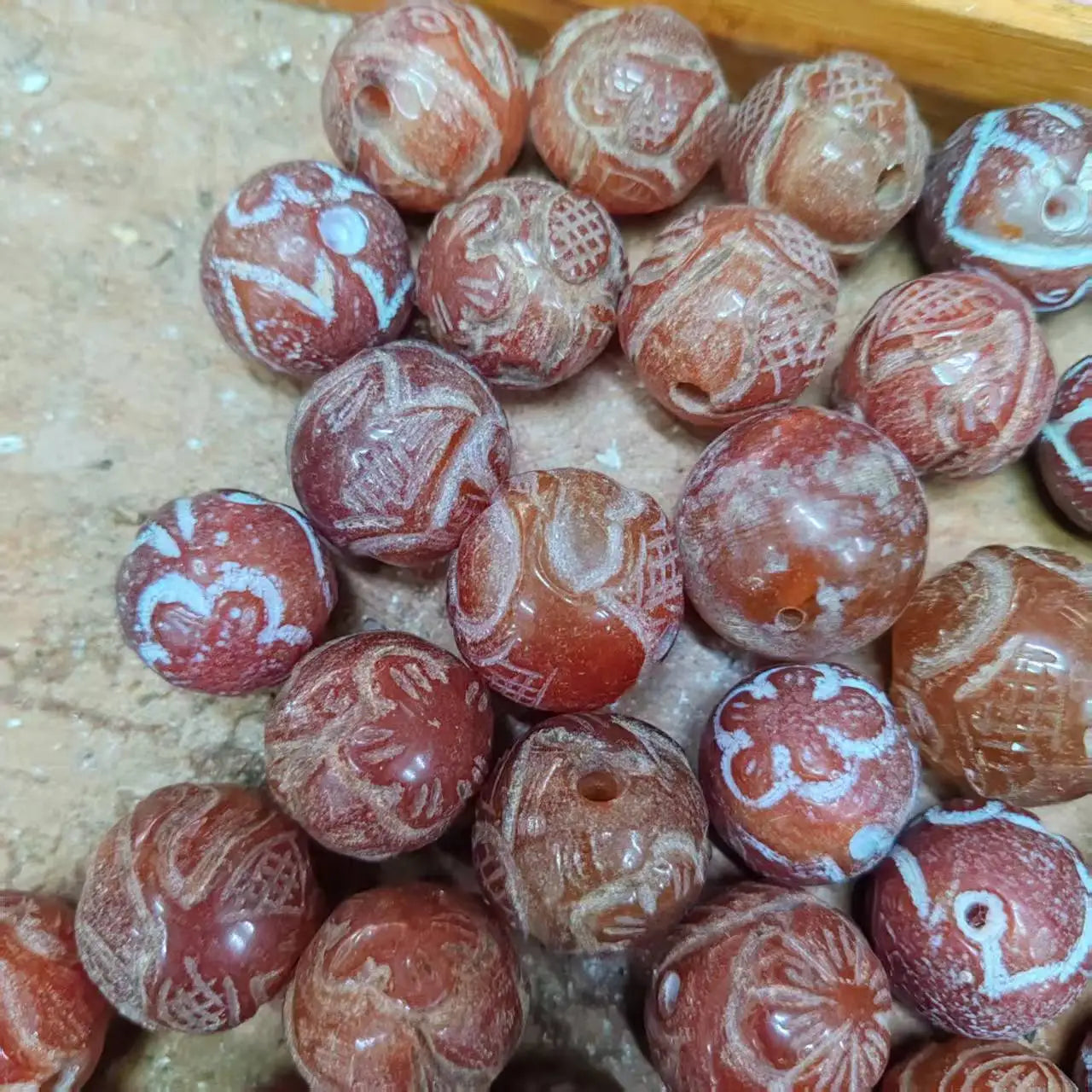 Red Jade Carved Bead-ToShay.org