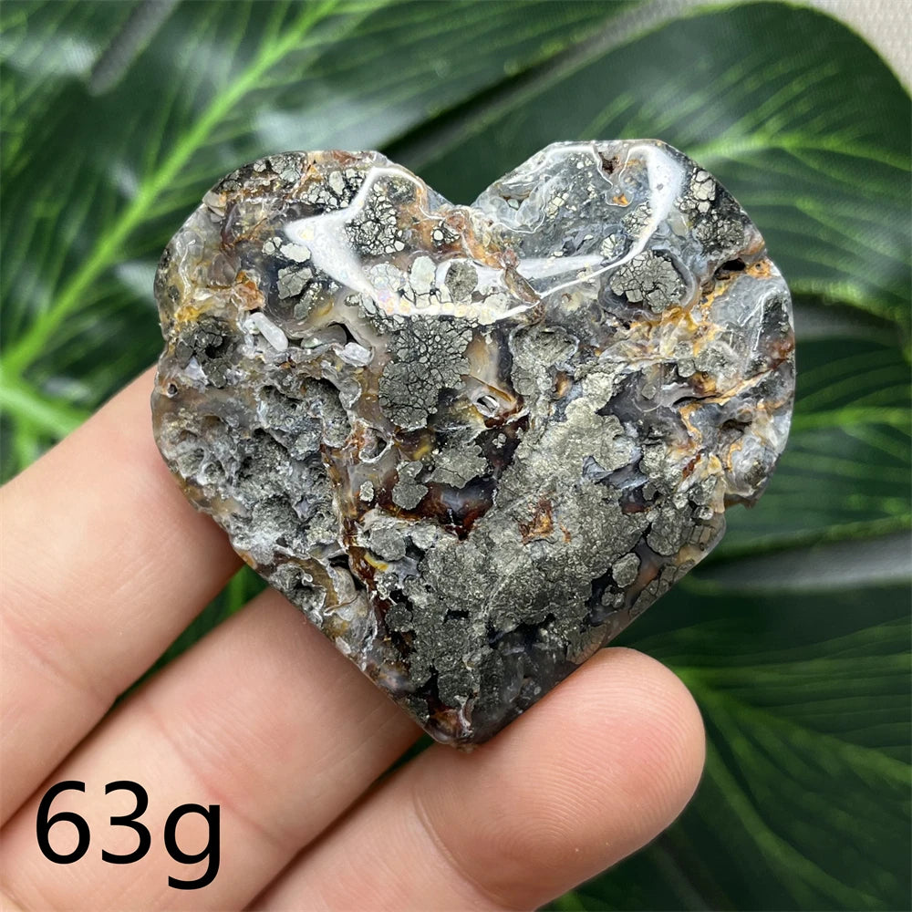 Yellow Chalcopyrite Agate Heart-ToShay.org