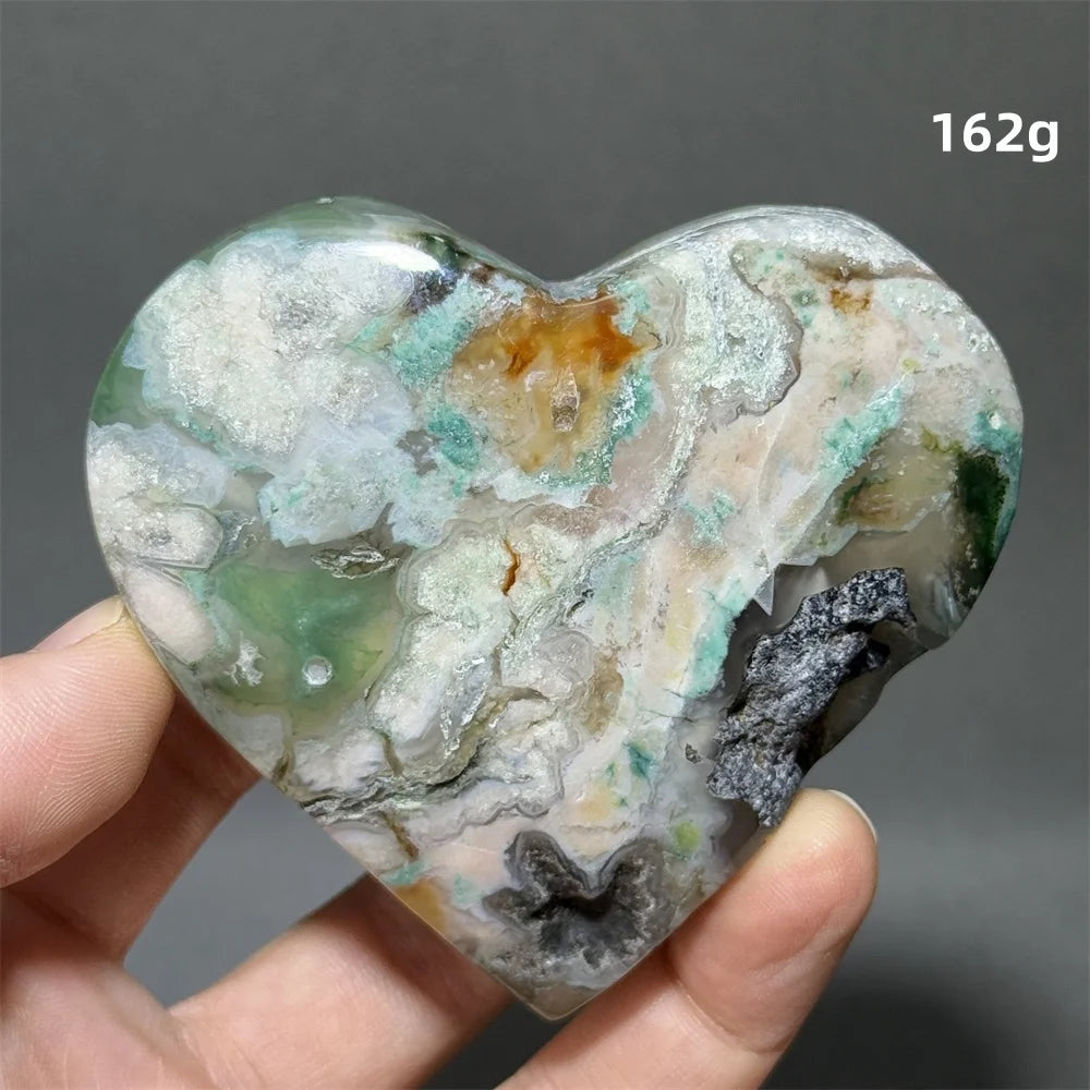 Green Sakura Agate Heart-ToShay.org