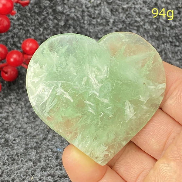Green Feather Fluorite Heart-ToShay.org