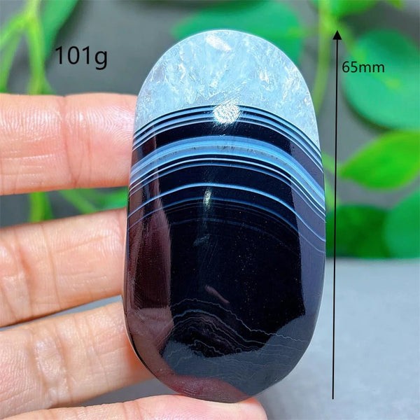 Black Silk Agate Palm Stone-ToShay.org