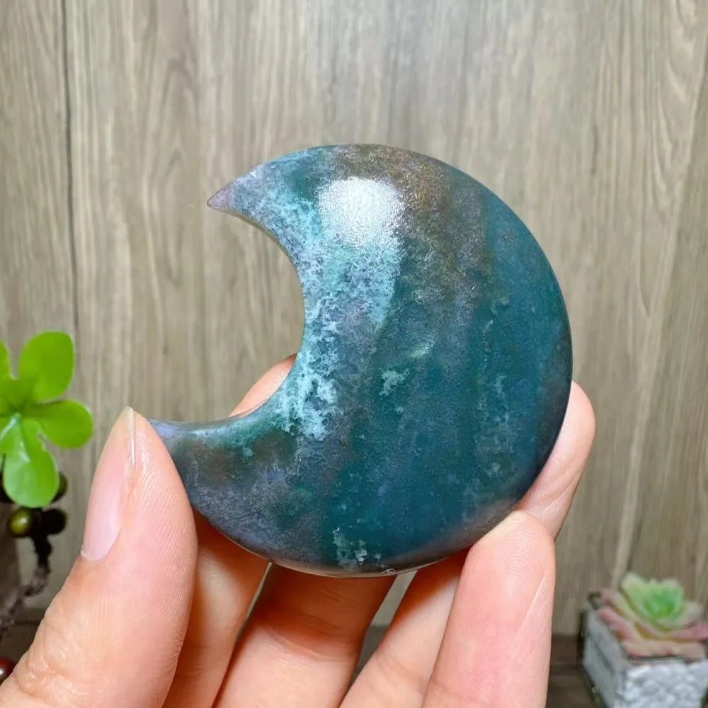 Green Moss Agate Moon-ToShay.org