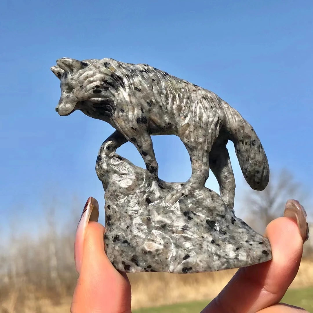 Grey Yooperlite Stone Wolf-ToShay.org