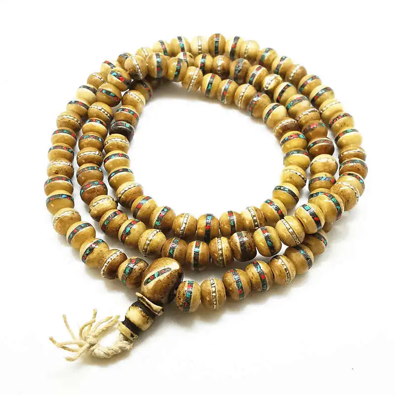 Brown Ox Bone Prayer Mala-ToShay.org