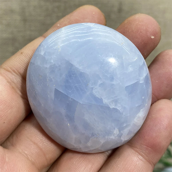 Blue Celestine Palm Stone-ToShay.org