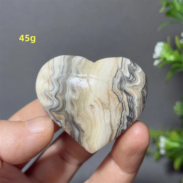 Black Yellow Stripe Calcite Heart-ToShay.org