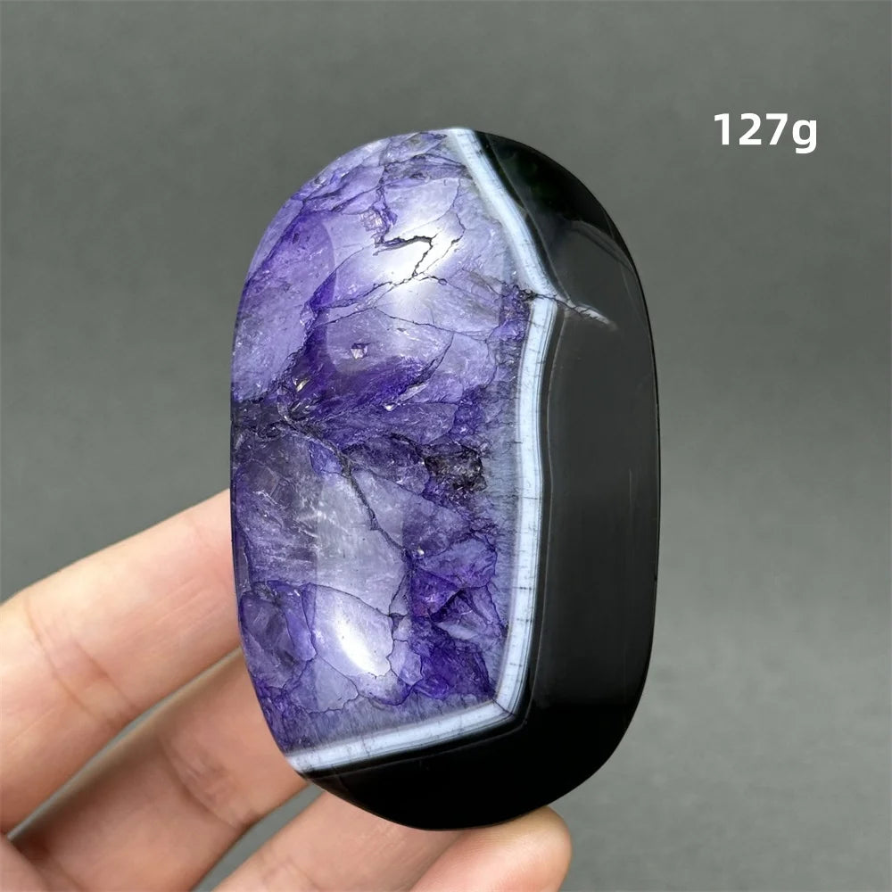 Purple Agate Palm Stone-ToShay.org