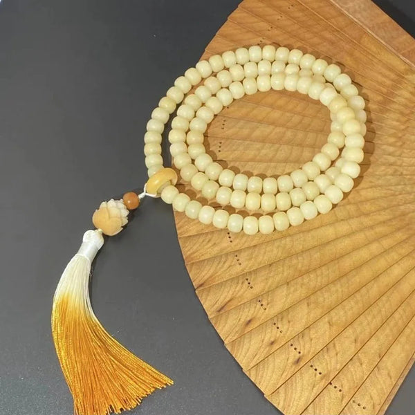White Jade Bodhi Root Mala-ToShay.org