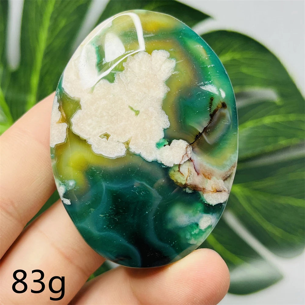 Green Flower Agate Palm Stone-ToShay.org
