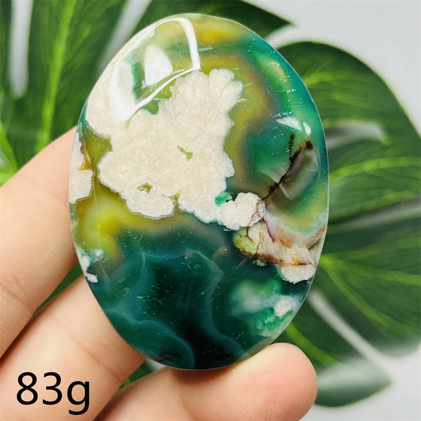 Green Flower Agate Palm Stone-ToShay.org