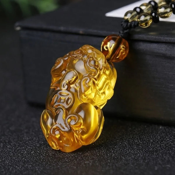Yellow Crystal Pixiu Pendant-ToShay.org